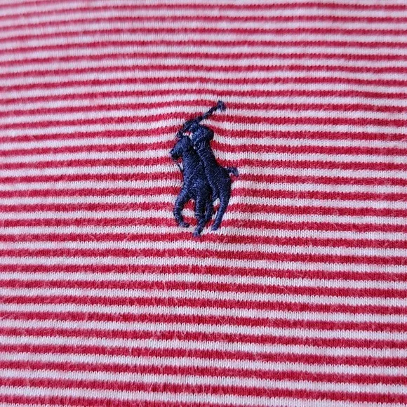 Polo Ralph Lauren Girls Medium Red Striped Tee Short Sleeve Round Neck - Picture 5 of 14